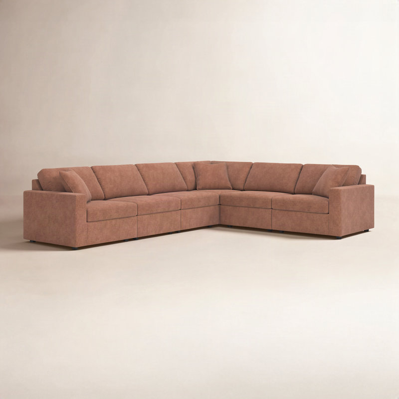 Canapé modulaire rembourré 6 pièces Branton, Polyester orange