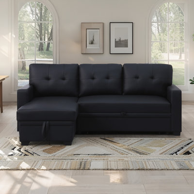 82-inch L-Shaped Sleeper Sofa Reversible Couch Pull Out Couch with Storage Chaise
