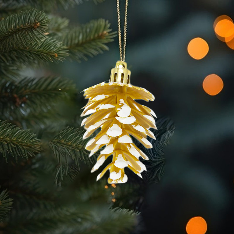 Décoration de Noël en forme d'arbre de pin en plastique, Doré