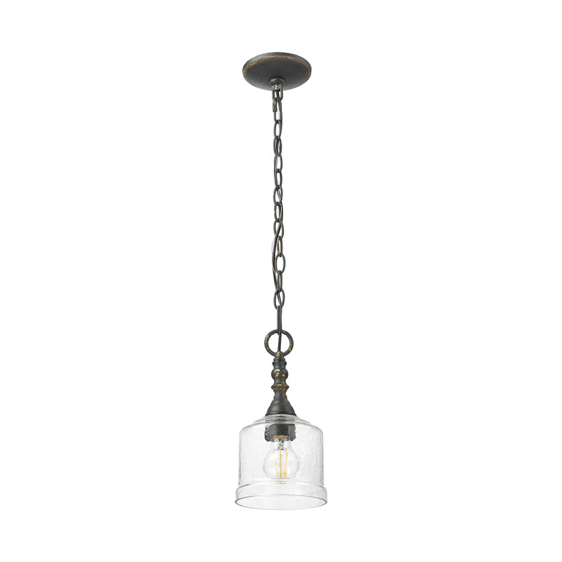 Mini-luminaire suspendu Corder, Fer noir antique