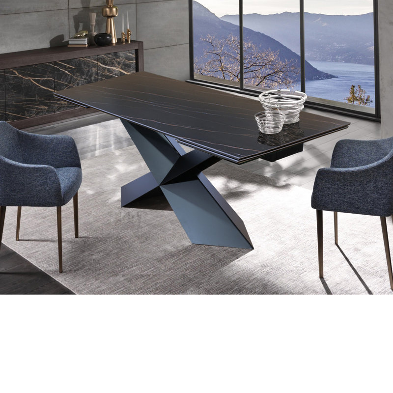 Extendable Metal Base Dining Table