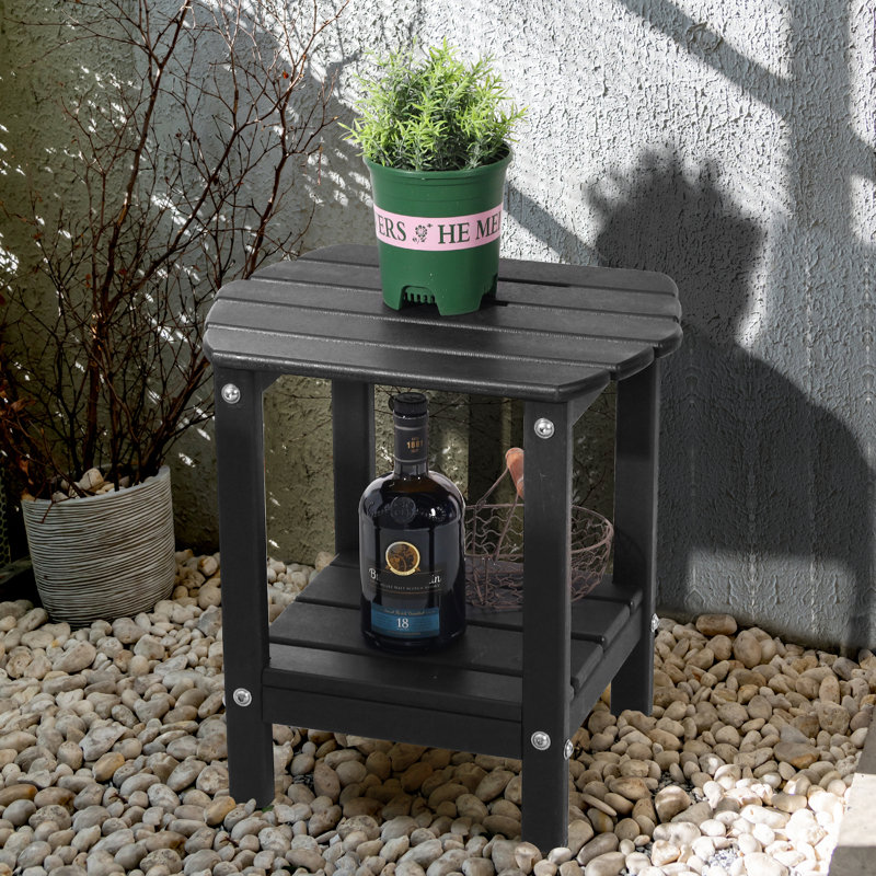 Bonpas Rectangular Outdoor Side Table, Black
