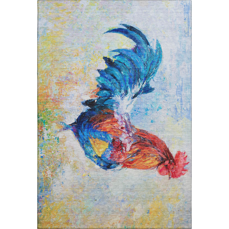 Premium Machine Washable Clemie AMF156 Blue 1'8" x 2'6" Rug, Rectangle 8' x 10'