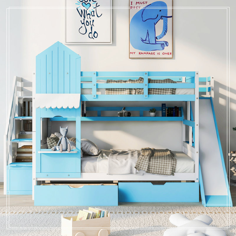 Lit plateforme Alessandria, Bleu, Double