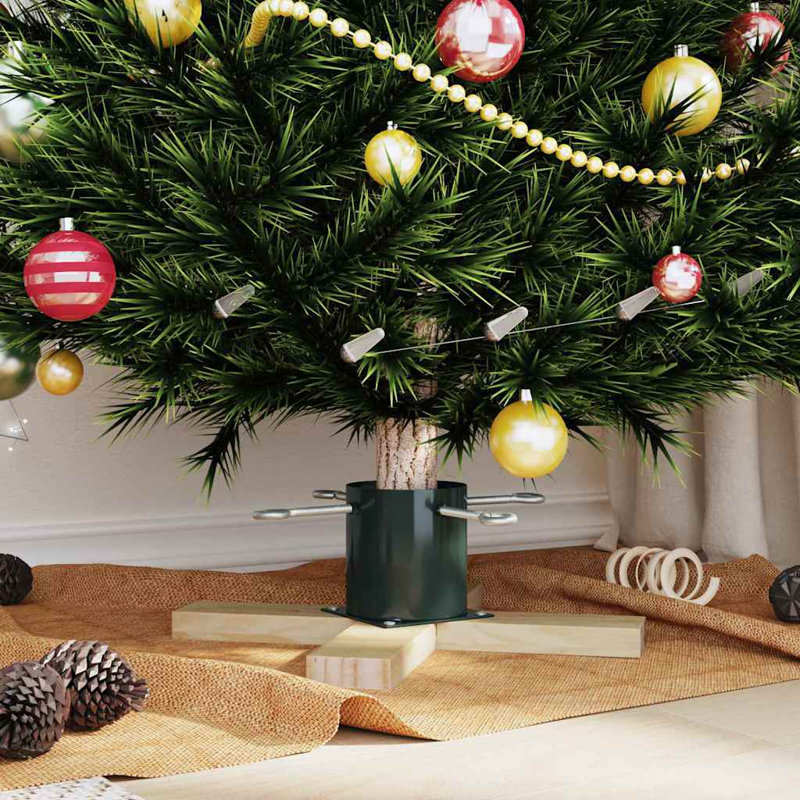 vidaXL Christmas Tree Stand 1.73 50 x 50 x 16 cm Solid Pine Wood, Green