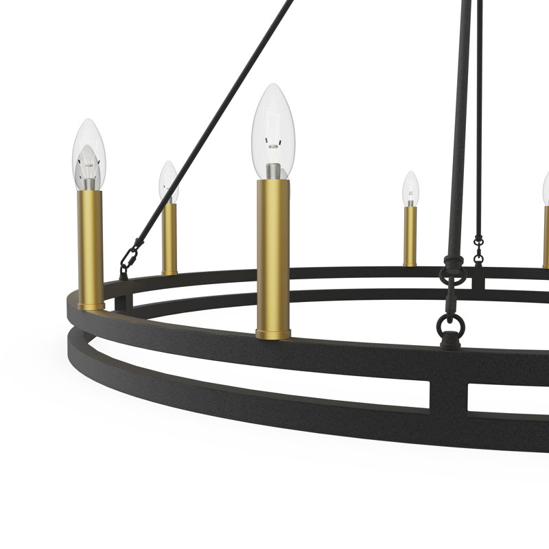 Ryang 12 - Light Dimmable Wagon Wheel Chandelier