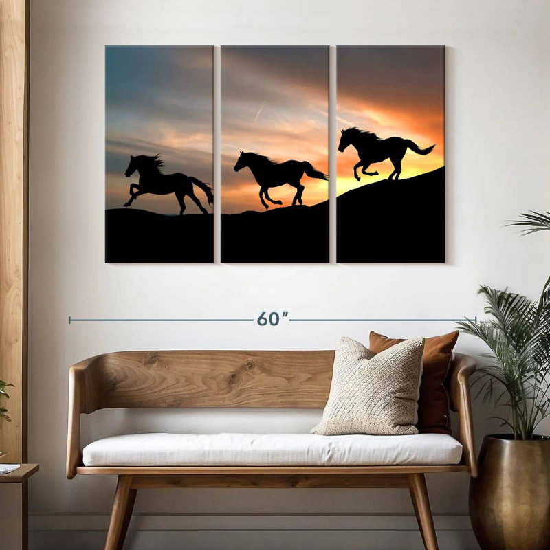 Brampt, chevaux sauvages au galop, H 32 po x l 50 po