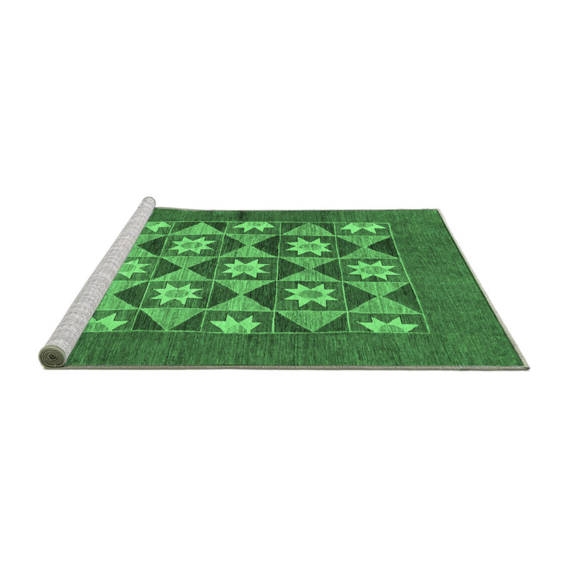 Lemaj Washable Geometric Indoor Rug, Round 3'