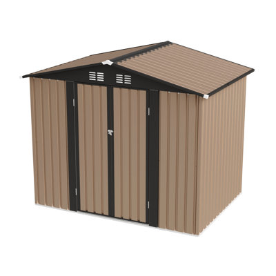 8Ft X 6Ft Garden Shed With Apex Roof, Galvanized Metal, , Weather , Storage For Bicycles And Tools, Quick Assembly Procedure Household Goods, Setup Process