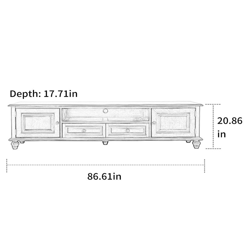 Solid Wood TV Cabinet Cherry Wood Design, White