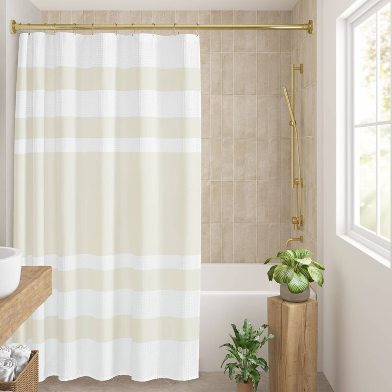 Rideau de douche Spa Waffle Cream 72 x 72 po avec traitement 3M, H 72 po x l 72 po, Crème