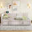 Upholstered L-Shaped Daybed With Pop-Up Trundle, USB Ports, And Beige Linen, Perfect For Modern Living And Space Efficiency.-377954619