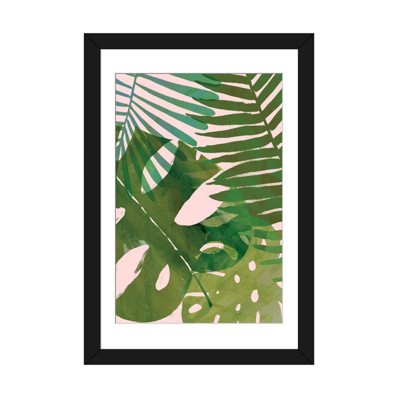 « tropical enchevêtrer ii », art sur toile, H 24 po x l 16 po x P 1 po, Papier d'art encadré noir