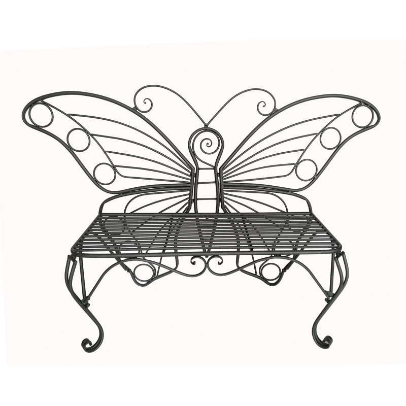  Butterfly Metal Outdoor Garden Bench, Black
