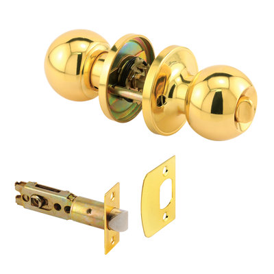 Bouton d'intimité, s'adapte aux recoins de 2-3 / 8 po et 2-3 / 4 po, rond, laiton (1 ensemble)