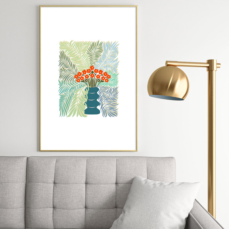 DESIGN DESIGN, impression sur toile de palmier dannick, Cadre métallique doré, H 36 po x l 24 po x P 0,88 po