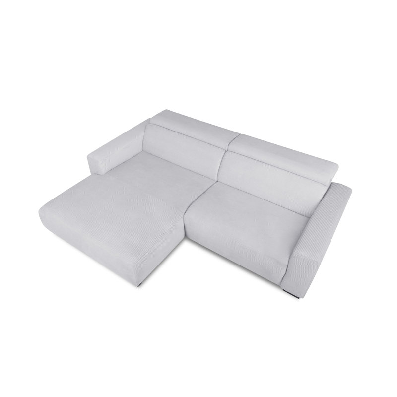 Almontiser Cozzy Reclining Corner Sofa in Curdouy Velvet Fabric, Light Grey, Left Hand Facing