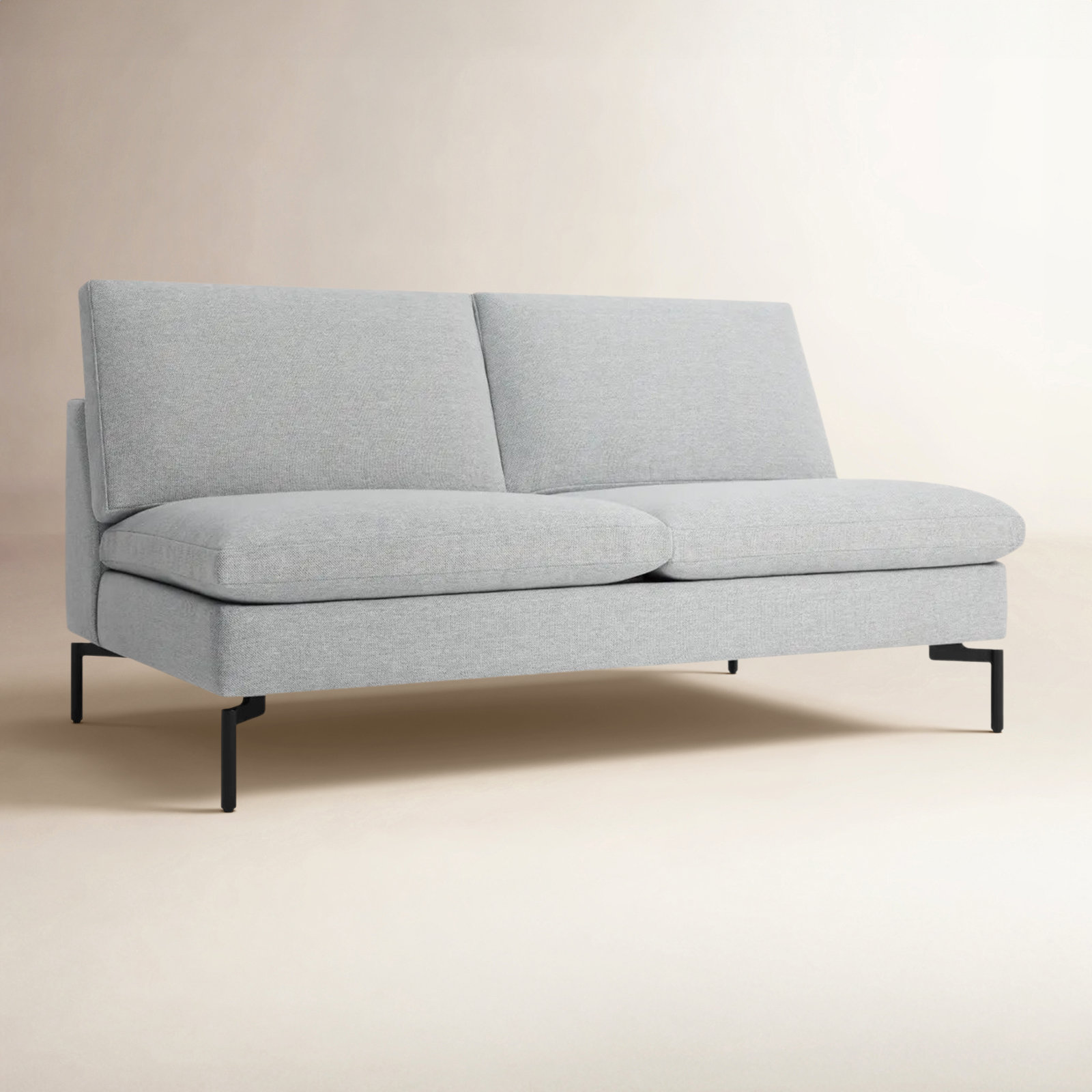 New Standard 60'' Upholstered Loveseat, Maharam Meld in Panda Polyester Blend, Black