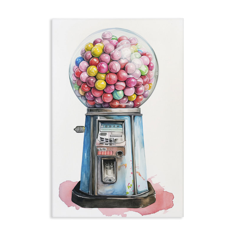 Toile rétro Gumball Machine, design par Ray Powers, H 30 po x l 20 po