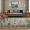 Miranda Traditional Bordered Durable Performance Orange/Blue Area Rug