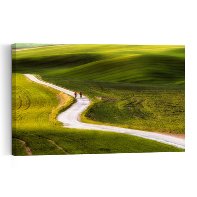 Paysage abstrait paisible et vibrant, idéal pour un voyage à vélo dans les Green Hills (affiche murale).