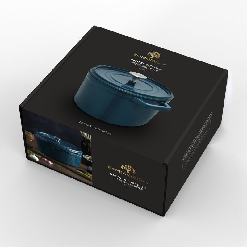 Barbary & Oak Cast Iron Dutch Oven, Teal, 2.2 Litres