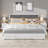 King Size Bed Frame,Wooden Bed Frame with Fabric Upholstered Headboard,No Box Spring Needed,Strong Wooden Slats,Easy Assembly,White-117333876