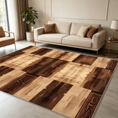 Tapis tribaux abstraits sépia pour le salon, doux et confortable, adapté à toutes les saisons, facile à entretenir, tapis de sol intérieur lavable à la machine, sous la table de ferme convenant à la chambre à coucher, à la salle à manger, au bureau, au balcon, au patio de décoration intérieure