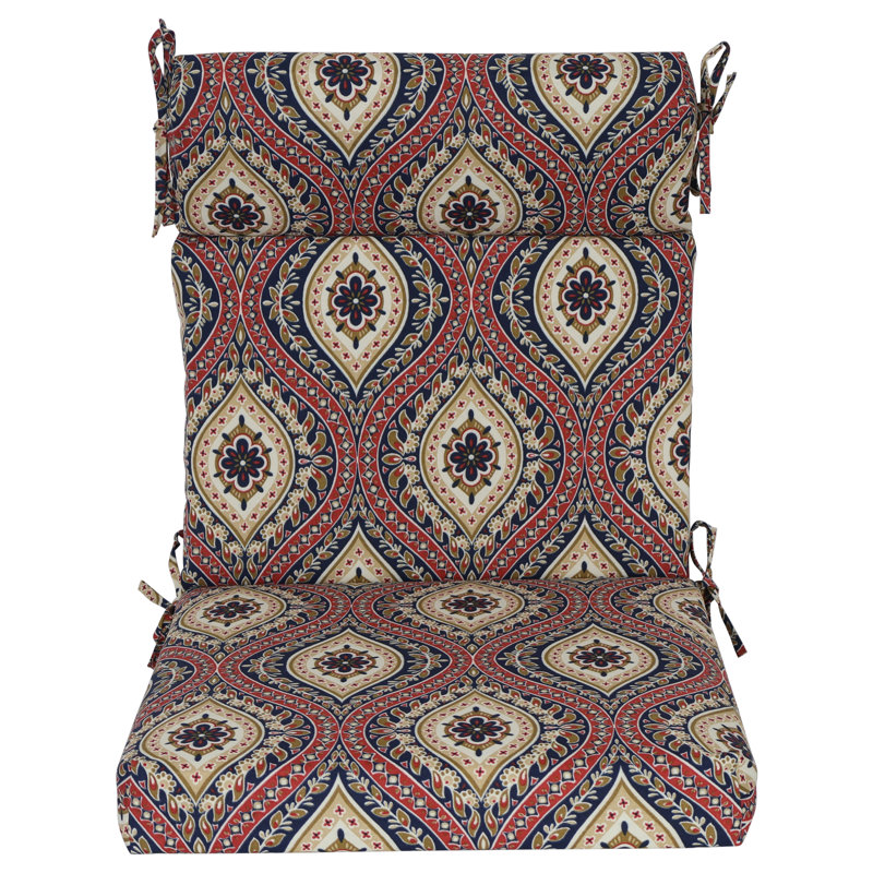 Coussin de chaise d'extérieur, Rouge / brun clair / Jasmina Lakewood marocain, L 22 po x P 21 po