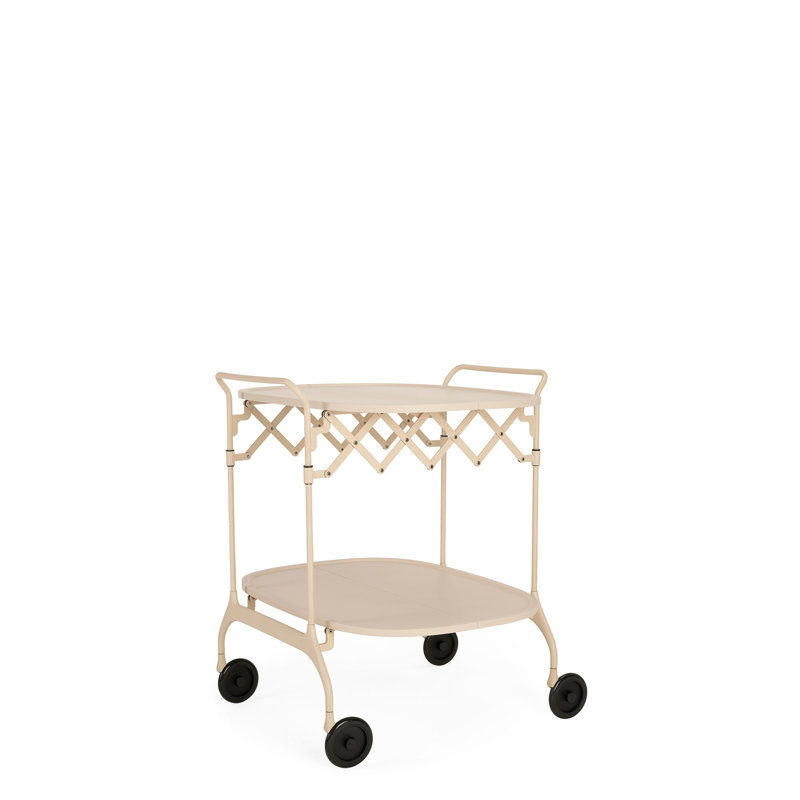 Gastone Metal Bar Cart, Mat Cream