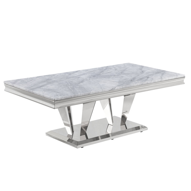 Zerriah 51" Marble Top Coffee Table , Silver