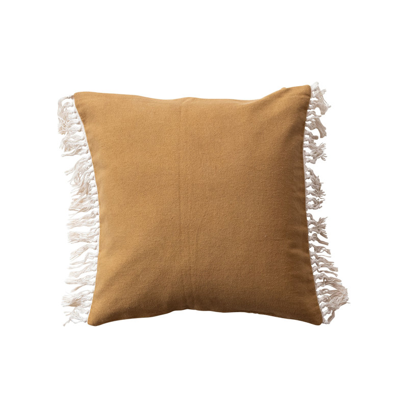 Feathered Cotton Throw Pillow, Brown