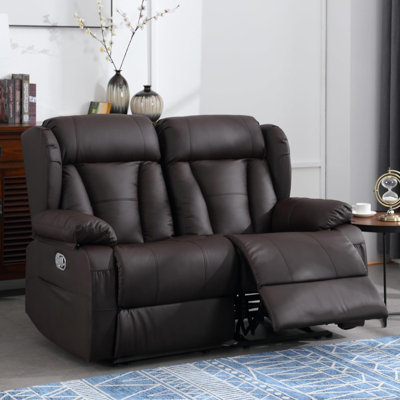 Manual Reclining Loveseat Sofa - Double Loveseat Recliner Chair with Side Pockets for RV Couch/Motorhomes/Living Room