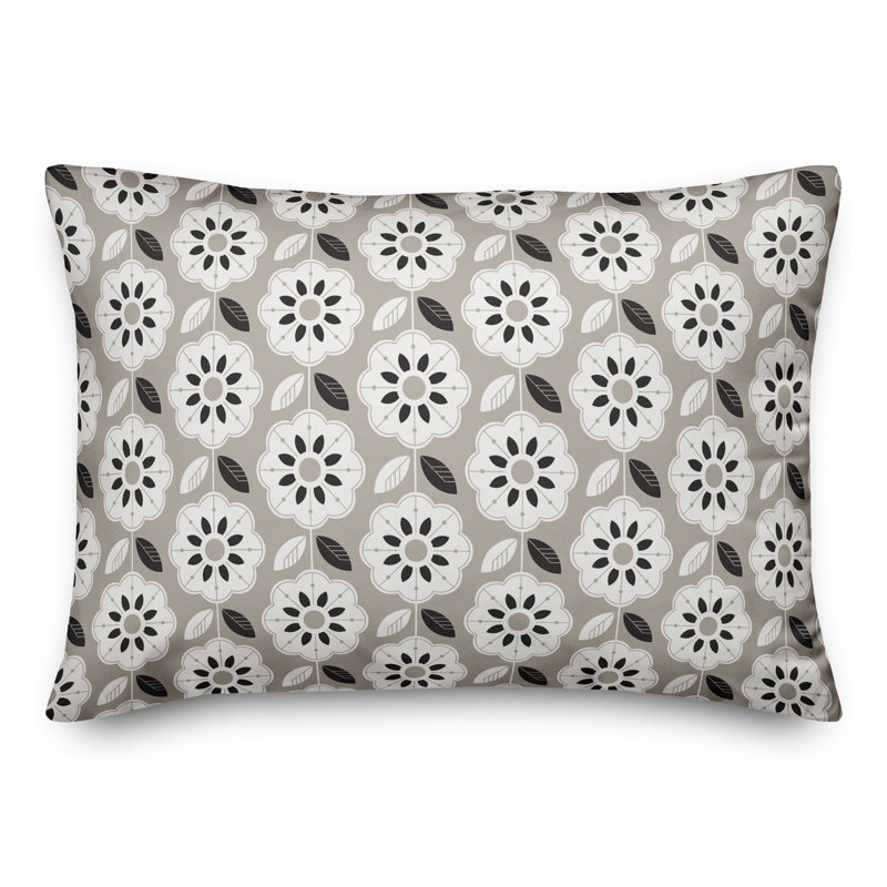 Floral Outdoor Reversible Throw Pillow, White
