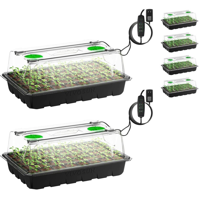 Ensemble de 6 plateaux de démarrage à 240 cellules avec 2 lumières DEL pour planter des graines