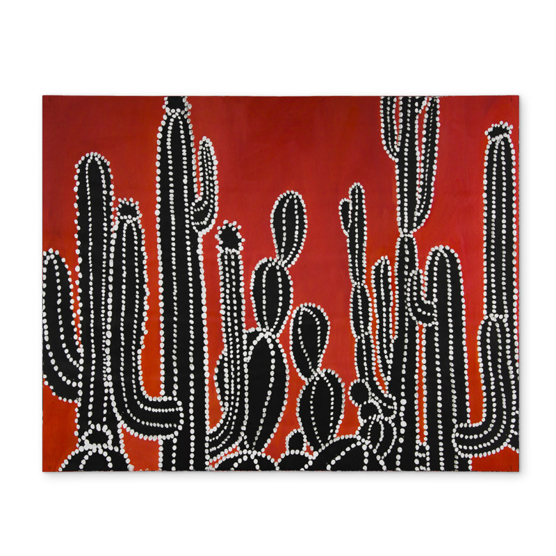 Retro Botanical Black Cactus Placemat | Home Decor Polyester