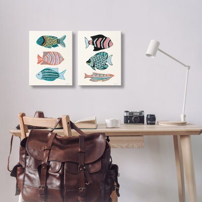  "Tropical Pastels Fish", ensemble de 2 reproductions d'art sur toile par Yvette St. Amant