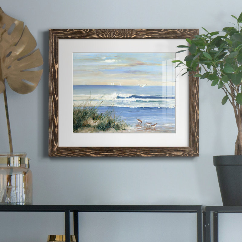 " Beach Combers " by J Paul, 23.5" H x 31.5" W, Walnut