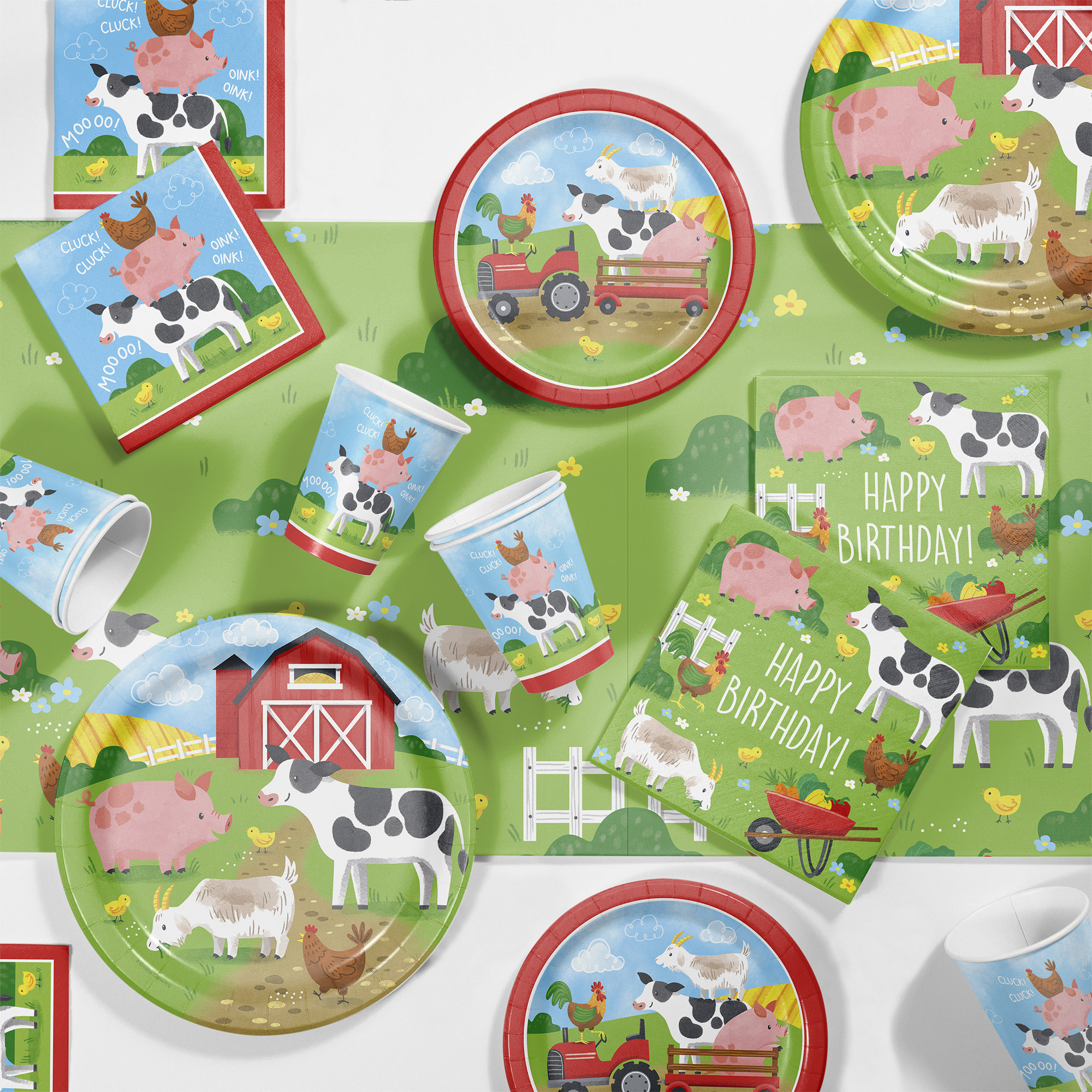 Creative Converting Farm Animals Birthday Party Supplies Kit, Serves 8 