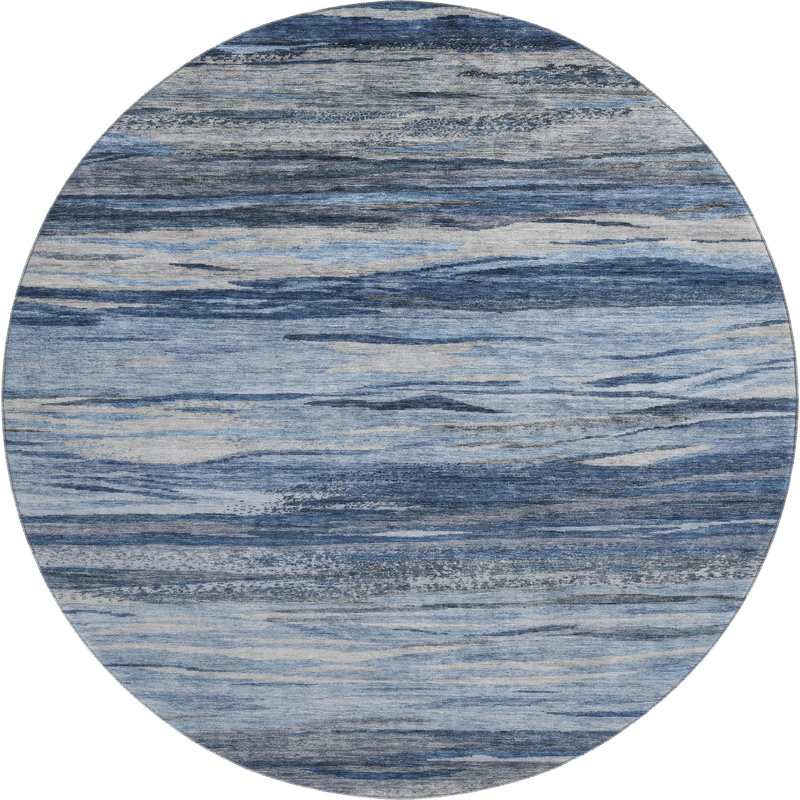 Premium Machine Washable Alaina AMF1933 Waves Rug, Round 8'