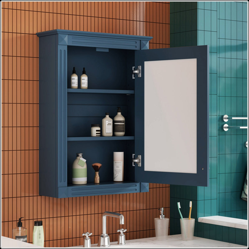 Armoire de rangement murale pour salle de bain avec miroir, tablette réglable et conception peu encombrante pour la salle de bain