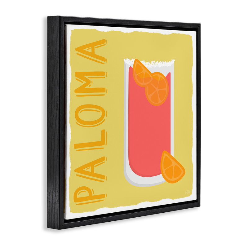 «Paloma Cocktail Drink Floater», art mural par Natalie Carpentieri, Cadre flottant noir de jais, H 18 po x l 18 po
