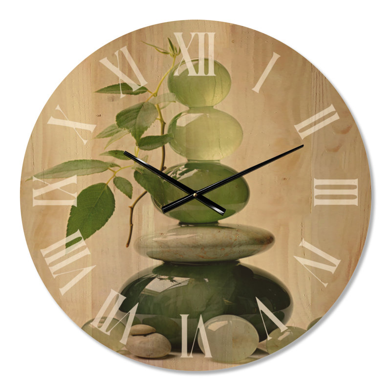  Horloge murale Boho - Pierre spirituelle zen IV, imprimée sur bois, Medium
