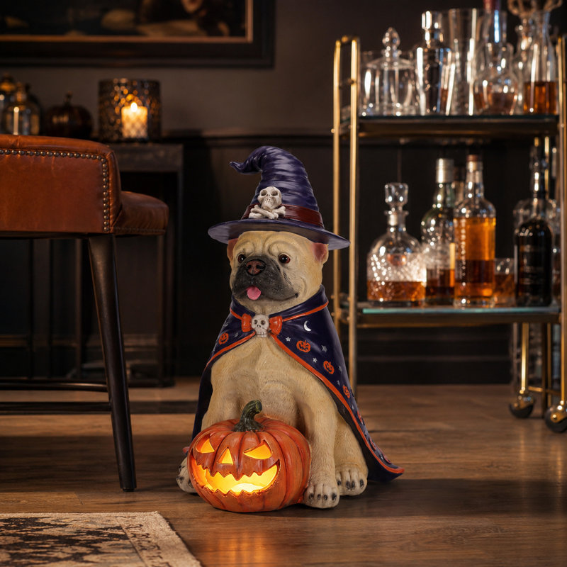 Statue de bouledogue français d'Halloween