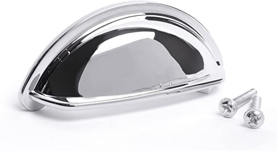 Kitchen Cabinet Door Drawer Cupboard Ariel Cup Handle (Pack Of 10, Pewter), Chrome