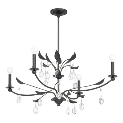 Waynesville 36-inch 4-light Textured Black Chandelier with Clear Glass Drops