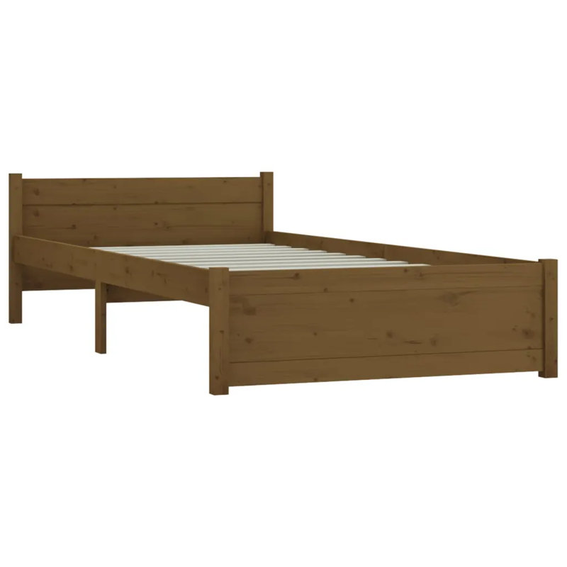 Bed Frame Solid Wood, Brown, Small Single (2'6)