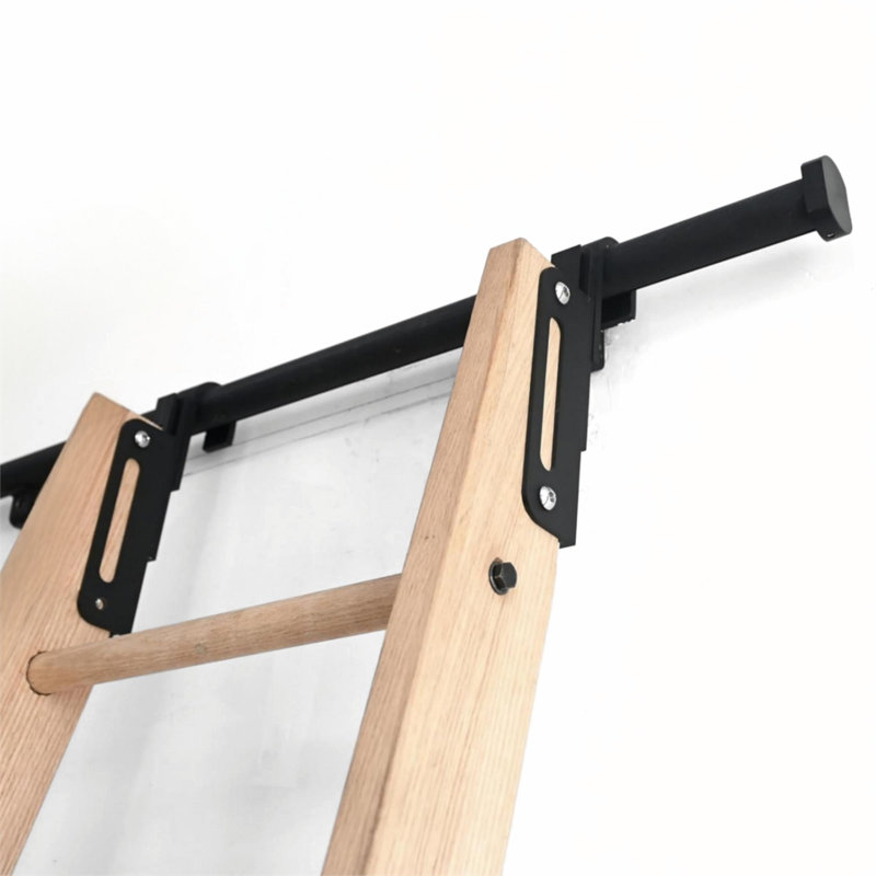 Contemporary Telescopic Vertically Stored Black Aluminum Alloy Removable Hook Sliding Rolling Library Ladder Hardware Track Brake Roller Kit