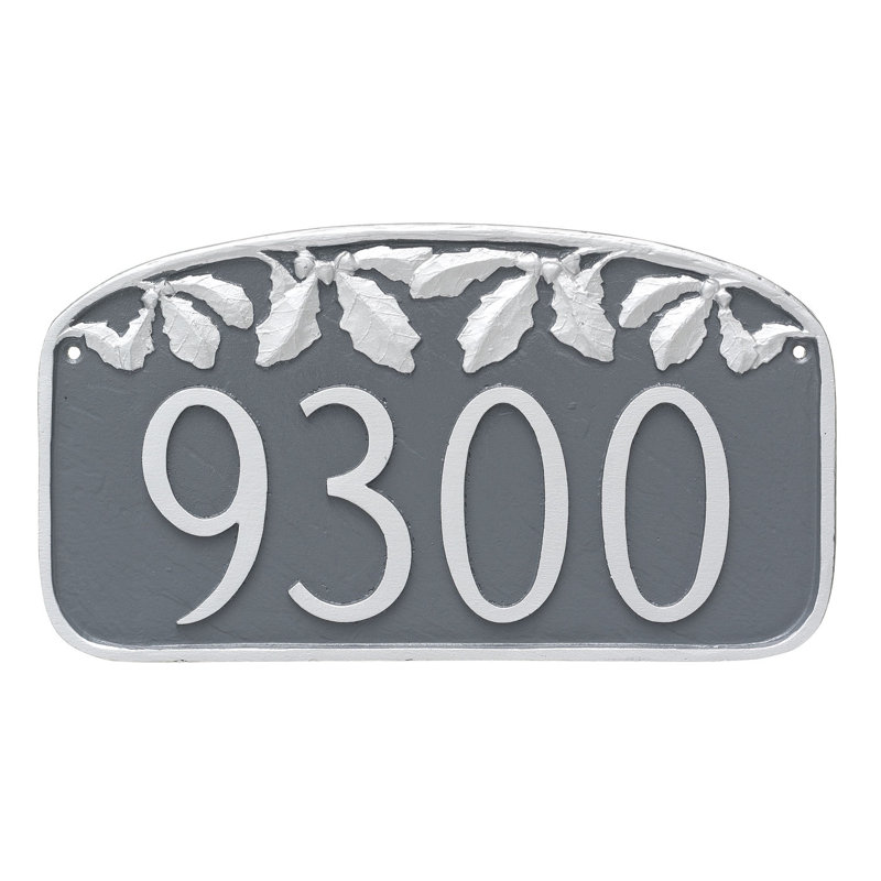 Plaque d’adresse murale sur 1 ligne, Gris / Blanc, Oui