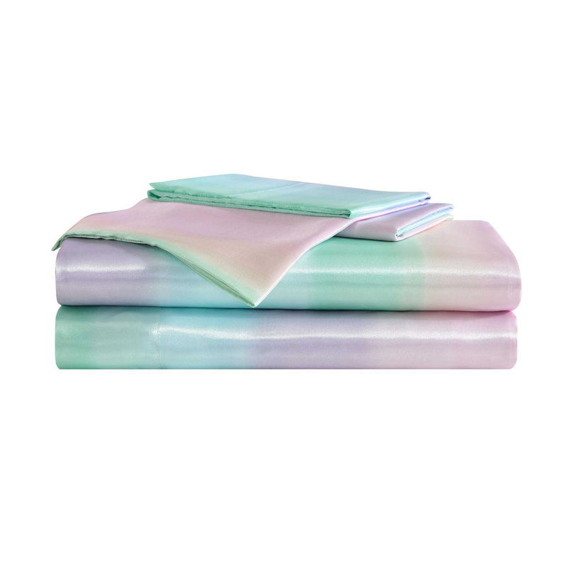 Betsey Johnson Soft Satin Sheet Sets, Twin XL Sheet Set with 1 Pillowcase, Pastel Ombre